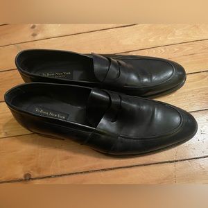 To Boot New York Adam Derrick Mens Size 13 Penny Loafers Black Leather Apron Toe